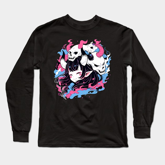 oni girl - anime style Long Sleeve T-Shirt by Dragadin